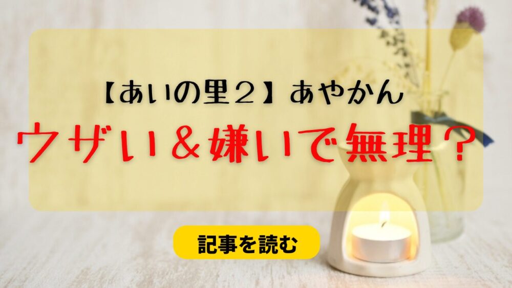 【あいの里２】あやかんがウザい＆嫌いで無理？理由５つ！メンヘラだから？